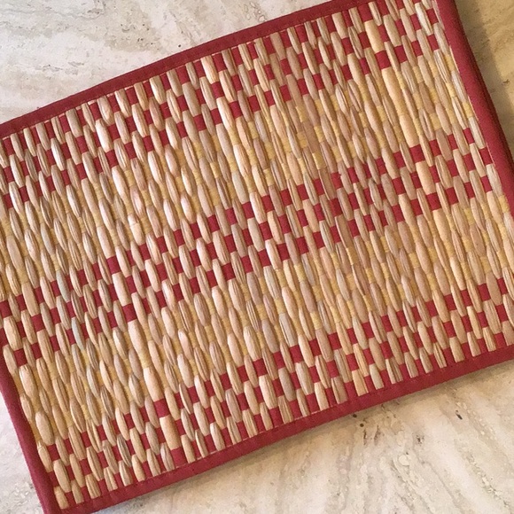 8 Cotton and Straw Placemats - Rust and Natural - Picture 2 of 5